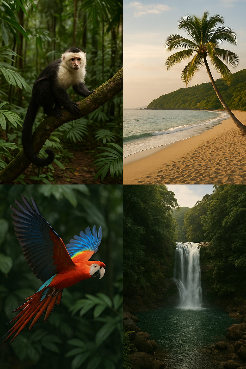 Costa-rica-beach-fauna-waterfall-realistic
